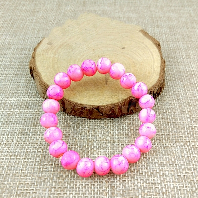 Glass Imitation Natural Agate Round Beaded Stretch Beaded Bracelets WG8D788-13-1