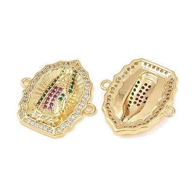 Brass Micro Pave Colorful Cubic Zirconia Religion Virgin Links Connector Charms KK-Z146-13G-1