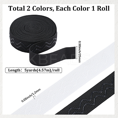 10 Yards 2 Colors Non-slip Transparent Silicone Polyester Elastic Band OCOR-GF0004-15B-1