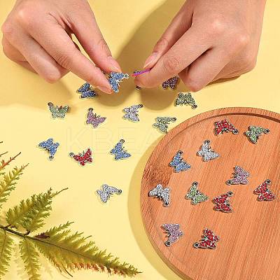 25Pcs 5 Colors Zinc Alloy Butterfly Charms ENAM-SZ0001-81-1