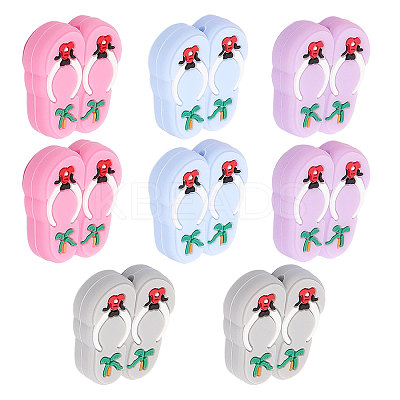 8Pcs 4 Colors Food Grade Eco-Friendly Silicone Focal Beads SIL-CA0002-16-1