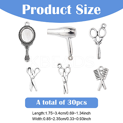 30Pcs 6 Styles Tibetan Style Alloy Pendants TIBEP-YW0002-08-1