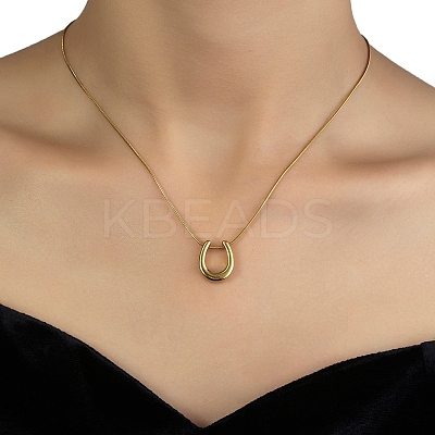 201 Stainless Steel Teadrop Pendant Necklaces with Round Snake Chains NJEW-D055-12G-1