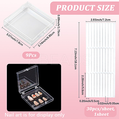 9Pcs Plastic Fake Nail Tips Storage Box CON-SP0001-15C-1