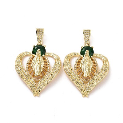 Brass Micro Pave Cubic Zirconia Pendants ZIRC-F134-25G-01-1