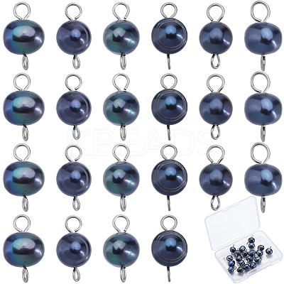 Natural Cultured Freshwater Pearl Potato Connector Charms PALLOY-SC00015-1