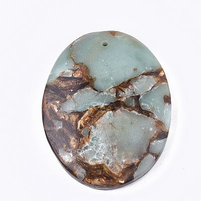 Assembled Natural Bronzite and Synthetic Aqua Terra Jasper Pendants G-S329-035-1