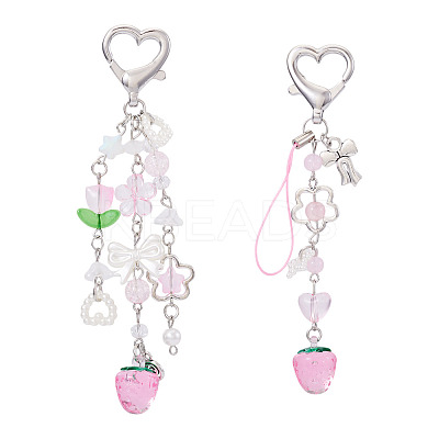2Pcs 2 Stryles Lampwork and Acrylic Pendant Decorations HJEW-TA0001-36-1