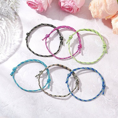 6Pcs 6 Colors Adjustable Polyester & Spandex Cord Bracelets for Men Women BJEW-JB12092-1
