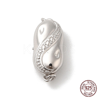 Rhodium Plated 925 Sterling Silver Peanut Bayonet Clasps STER-G038-18P-1