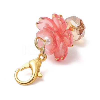 Flower Glass Pendant Decorations HJEW-MZ00404-1