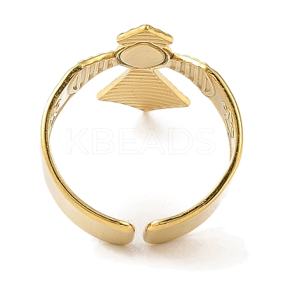 Cross 304 Stainless Steel Enamel Open Cuff Rings for Women RJEW-F166-27G-01-1