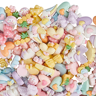 120Pcs 6 Styles Opaque Resin Decoden Cabochons RESI-SP0001-27-1