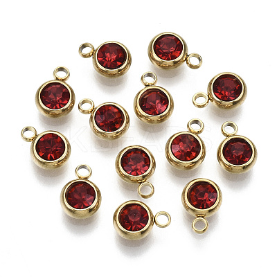 PVD Vacuum Plating 201 Stainless Steel Rhinestone Charms X-STAS-S068-07G-1