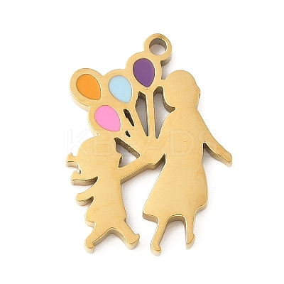Mother's Day 304 Stainless Steel Enamel Pendants STAS-R168-03C-G-1