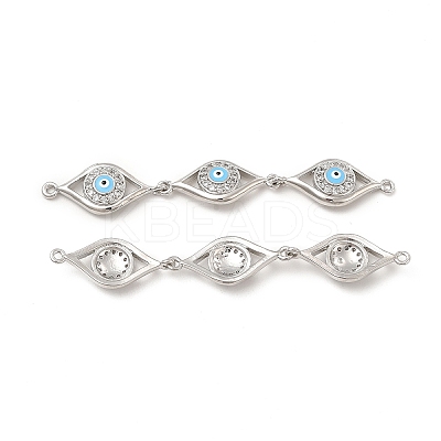 Brass Micro Pave Clear Cubic Zirconia Connector Charms KK-E068-VB395-2-1