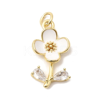 Brass Pave Clear Cubic Zirconia Pendants KK-G554-05G-04-1