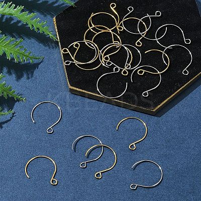24Pcs 2 Colors Ion Plating(IP) 304 Stainless Steel Earring Hooks STAS-FS0001-65-1