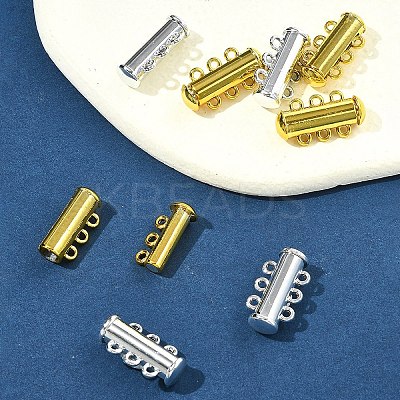 8 Sets 2 Colors 3-Strands Brass Magnetic Slide Lock Clasps KK-FS0001-60-1