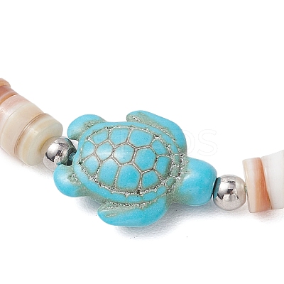 2Pcs Starfish and Turtle Synthetic Turquoise Beads Braided Bead Bracelets BJEW-JB11883-1
