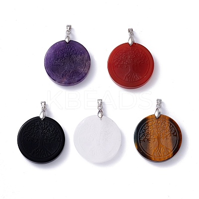 Natural Gemstone Pendants G-P459-02-1
