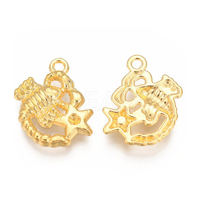 Golden Plated Alloy Pendant Rhinestone Settings PALLOY-WH0067-15G-08-1