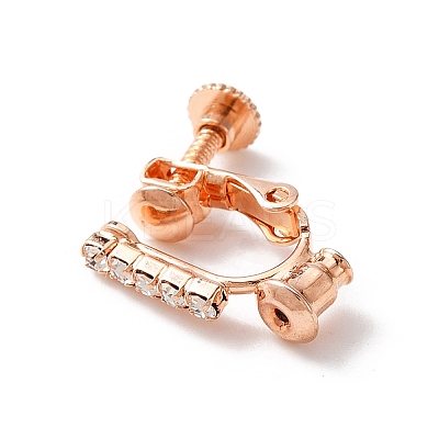 Brass with Crystal Rhinestone Clip-on Earring Findings FIND-WH0127-03RG-1