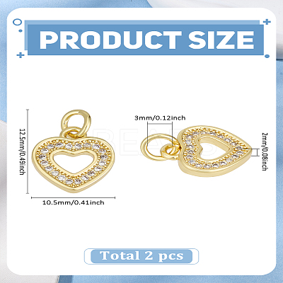 2Pcs Long-Lasting Plated Brass Micro Pave Cubic Zirconia Charms ZIRC-LP0001-59G-1