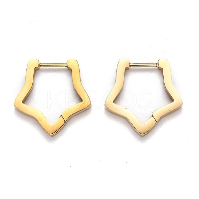 304 Stainless Steel Star Huggie Hoop Earrings STAS-J033-06G-1