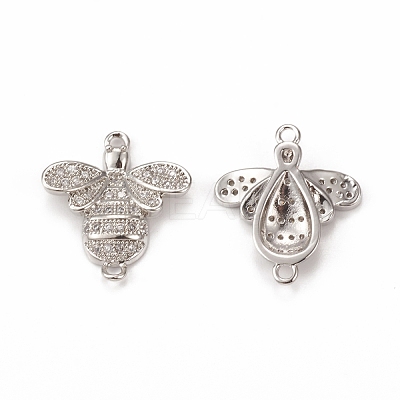 Brass Micro Pave Cubic Zirconia Connector Charms KK-E068-VB363-1