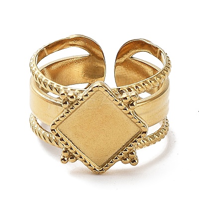 Adjustable 304 Stainless Steel Open Cuff Ring Findings STAS-K263-02G-1