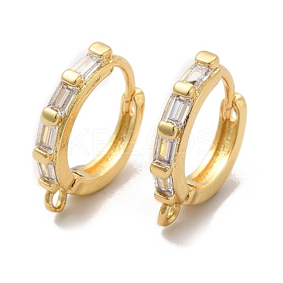 Rack Plating Brass Micro Pave Cubic Zirconia Hoop Earring Finding ZIRC-C002-04G-1