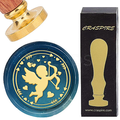 Brass Wax Seal Stamps with Wood Handle AJEW-WH0412-0143-1