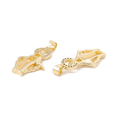 Brass Micro Pave Clear Cubic Zirconia Pendants KK-G415-23G-1