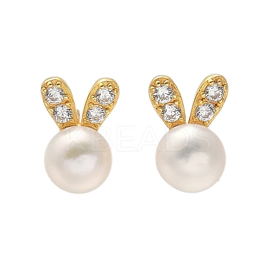 925 Sterling Silver Micro Pave Clear Cubic Zirconia Stud Earrings for Women EJEW-K303-02B-G-1