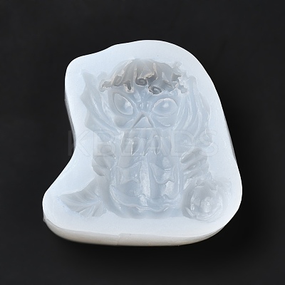 DIY Mini Halloween Skull & Pumpkin Food Grade Silicone Statue Molds DIY-G054-C03-1