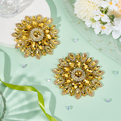 2Pcs Alloy with Rhinestone Handicraft Beading Appliques AJEW-FG0004-29E-1