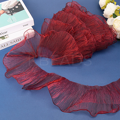 10 Yards Lucency Polyester Pleated Lace Trim OCOR-GF0004-74H-1