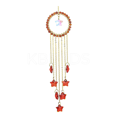 Glass Star Pendant Decorations HJEW-JM01113-01-1
