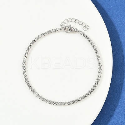 304 Stainless Steel Wheat Chain Bracelets for Unisex BJEW-K282-01B-P-1