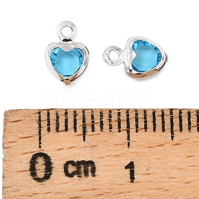 Heart Brass Glass Charms KK-S385-01S-08-1