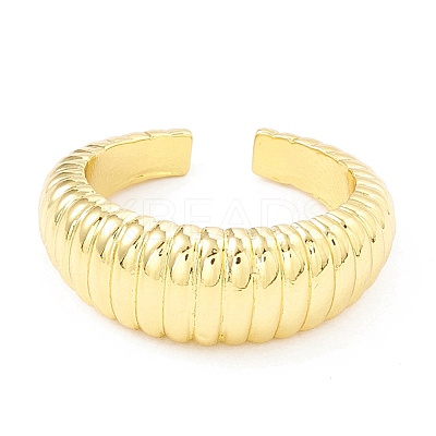 Rack Plating Brass Croissant Open Cuff Ring for Women RJEW-I083-04G-1