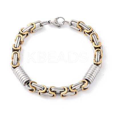 201 Stainless Steel Byzantine Chain Bracelets BJEW-B078-164GP-1