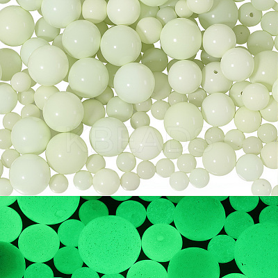 100Pcs 4 Styles Luminous Round Glass Beads GGLA-SC0001-20A-1