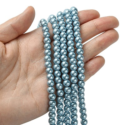 Eco-Friendly Dyed Glass Pearl Round Beads Strands LS-HY-A008-6mm-RB006-1