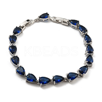 Teardrop Glass Link Chain Bracelets BJEW-H604-01P-02-1