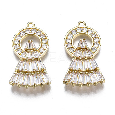 Brass Micro Pave Clear Cubic Zirconia Pendants ZIRC-S069-036G-1