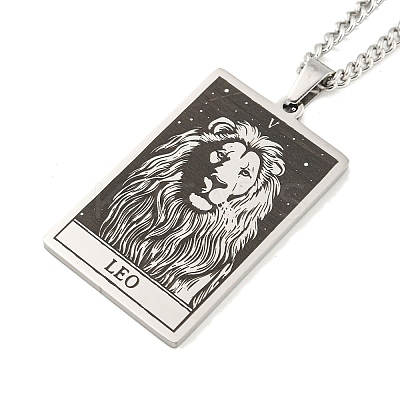 Non-Tarnish 304 Stainless Steel Tarot Pendant Necklaces NJEW-A026-01P-05-1