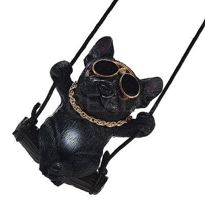 Cute Resin Swinging Bulldog Pendant Decorations HJEW-A010-01C-1