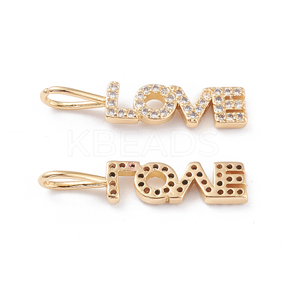 Brass Micro Pave Clear Cubic Zirconia Pendants ZIRC-L093-76G-1